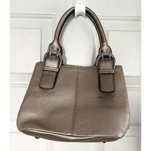 Tignanello Gold / Bronze Soft Leather Bucket Shoulder Bag Square Purse Handbag